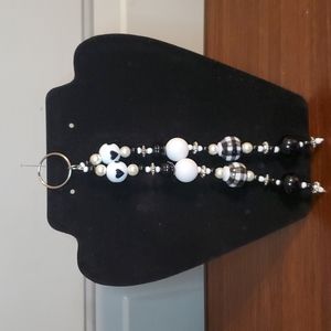 NWOT Buffalo Plaid/ Heart Handmade Chunky Bead Keychain